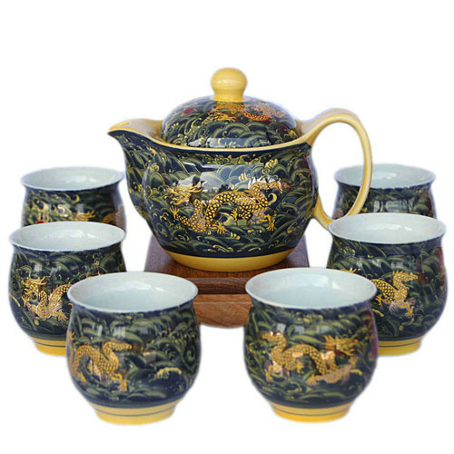 Long You Si Hai - Bone China Tea Set - Click Image to Close